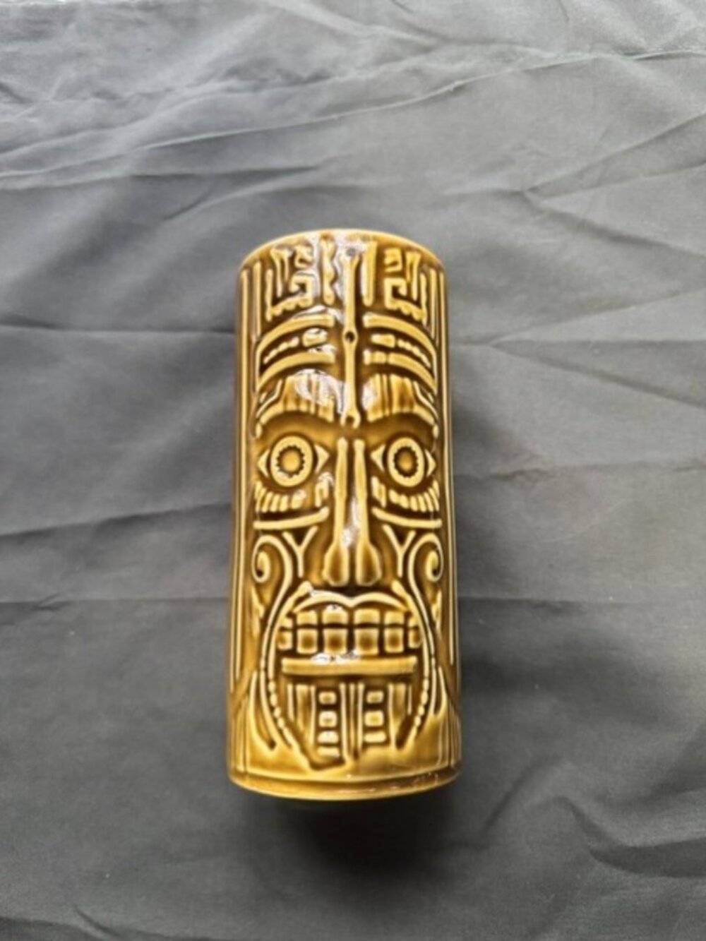 Snap-on Tools Ceramic Tiki Advertising Mug 7" w Face Relief on Front Brown Color